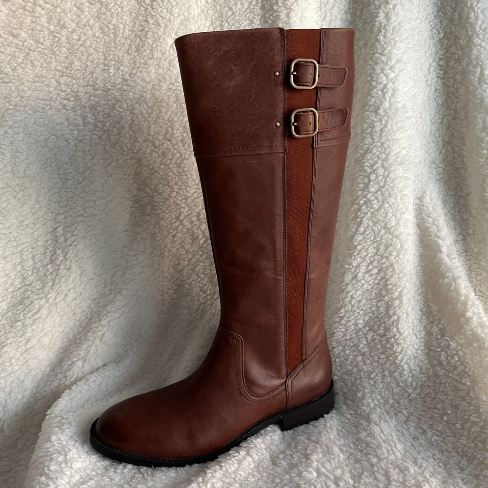Clarks Leather Women Adalynn Hope 9.5 British Tan Brown Knee High Boots NIB
